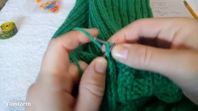 Джемпер с V- вырезом спицами. Часть-1. смотреть онлайн