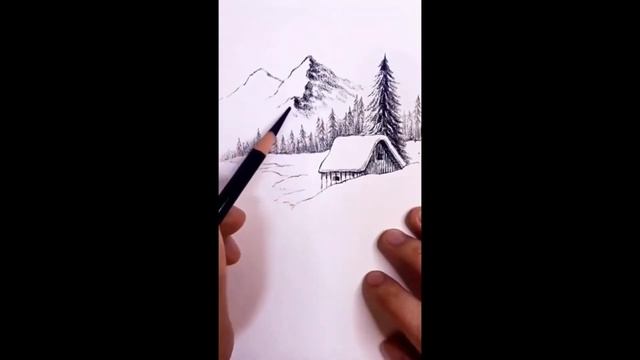 Как поэтапно нарисовать Горы на фоне зимнего пейзажа для начинающих V3 (Drawing Mountains) смотреть онлайн