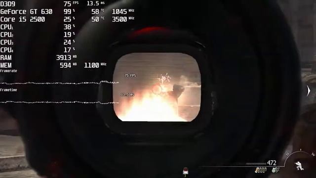 Call of Duty Modern Warfare 3(Singleplayer). FPS Test Nvidia GeForce GT 630 & Intel Core i5 2500 смотреть онлайн