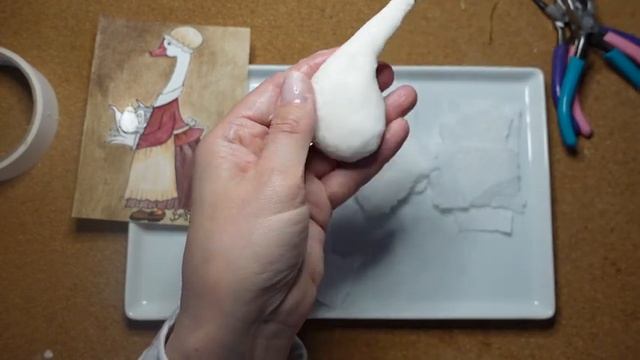 DIY Tutorial miniature spun cotton toy "Mrs. Goose" (Part 1). МК ватная игрушка " Гуся" (Часть 1) смотреть онлайн