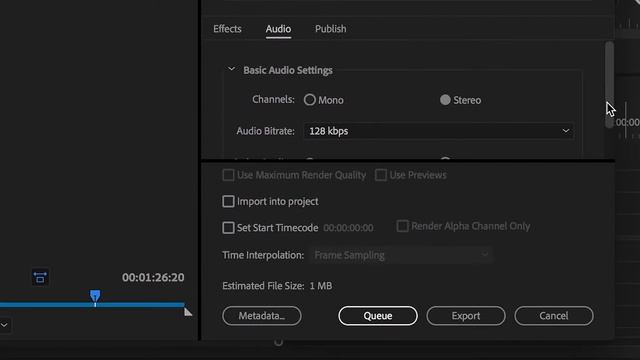 Как экспортировать аудио в Adobe Premiere Pro? (экспорт аудиодорожки в формат Mp3)