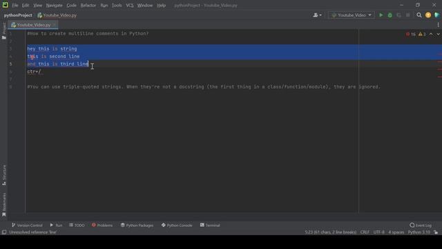 How to create multiline comments in Python or Pycharm смотреть онлайн
