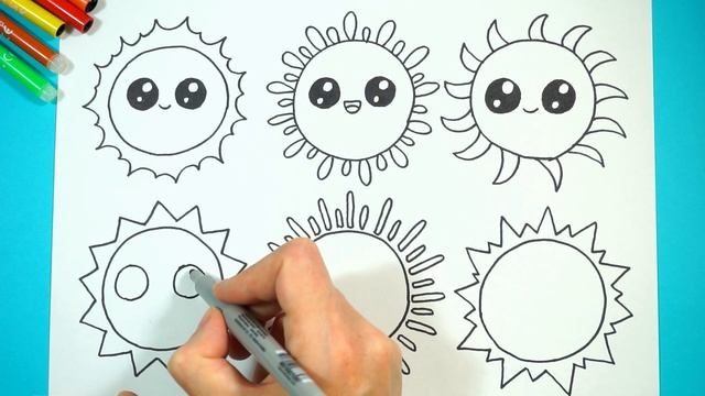 Как нарисовать солнце. Рисунки для детей. How to draw the sun. Drawings for children. смотреть онлайн