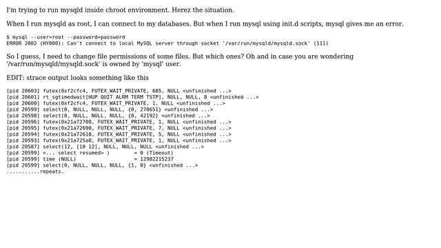 DevOps & SysAdmins: File permissions to run mysqld in chroot смотреть онлайн