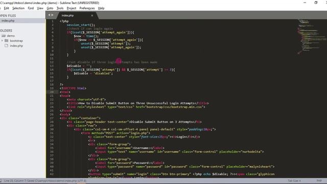 How to Disable Submit Button on Three Unsuccessful Login Attempts Tutorial Demo смотреть онлайн