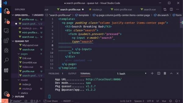 Quasar Vue.js Tutorial - Input and Search With SSR