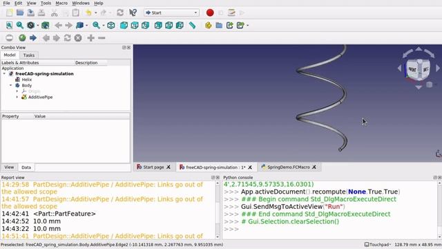 Freecad: Spring animation / simulation in Python. Beginners guide to macro programming / scripting смотреть онлайн