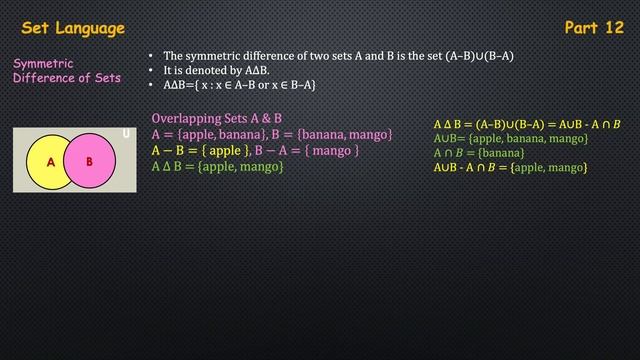 Symmetric Difference of Two Sets | Part 12 | Set Language смотреть онлайн
