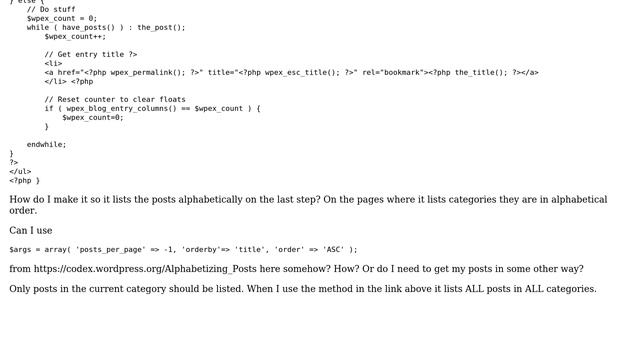 Wordpress: List category posts alphabetically on archive.php смотреть онлайн