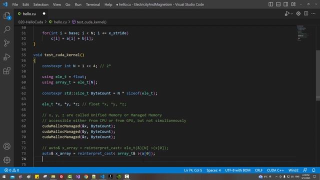 020- CUDA 2 - Hello CUDA, reinterpret_cast, type-cast pointer to array смотреть онлайн