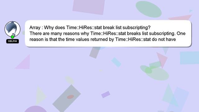 Array : Why does Time::HiRes::stat break list subscripting? смотреть онлайн