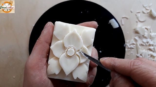 Soap carving flower, easy step by step...tutorial... смотреть онлайн