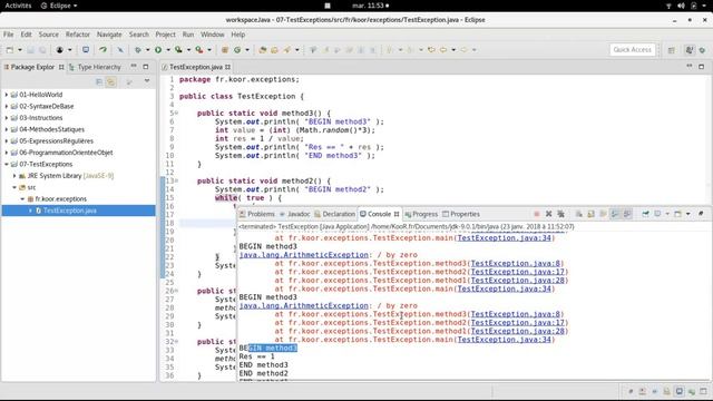 TUTO Java : Introduction au mécanisme d'exceptions en Java смотреть онлайн