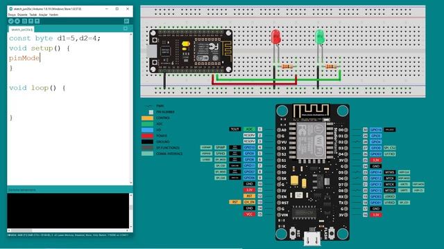 Nodemcu Dersleri ve Projeleri 4 : NodeMCU Digital Pin ile LED Kontrolü смотреть онлайн
