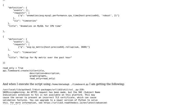 Ubuntu: SNI Missing Warning when executing Python script with Datadog API смотреть онлайн