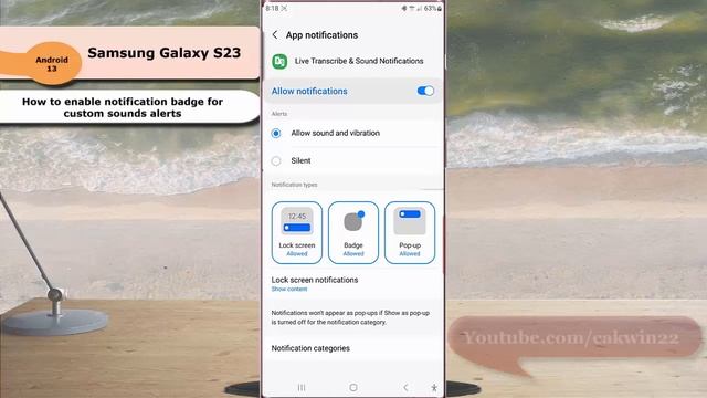 Samsung Galaxy S23 Ultra : How to enable notification badge for custom sounds alerts смотреть онлайн