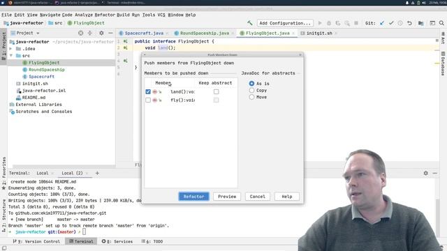 Java Pull and push methods up and down in the class hierachy смотреть онлайн