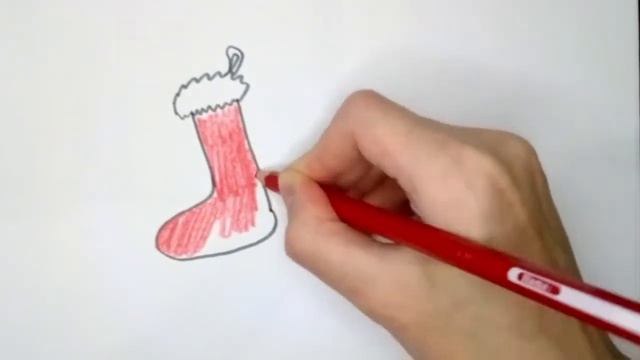 Drawing a Christmas Stocking/Bolalar uchun paypoq rasmini chizish/Рисуем рождественский чулок(носок смотреть онлайн