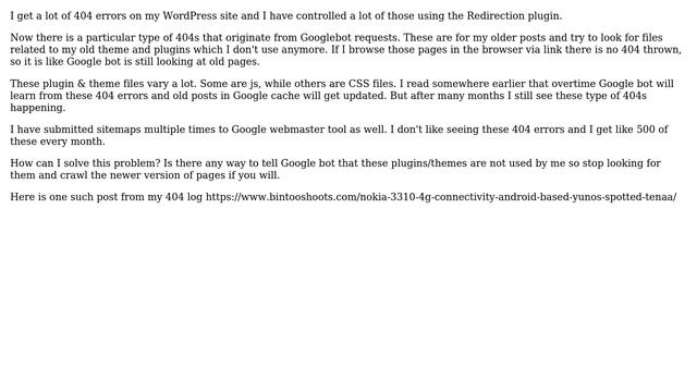Wordpress: Wordpress 404 errors for old plugin files via Google Bot смотреть онлайн