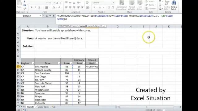 Excel rank visible (filtered) data смотреть онлайн