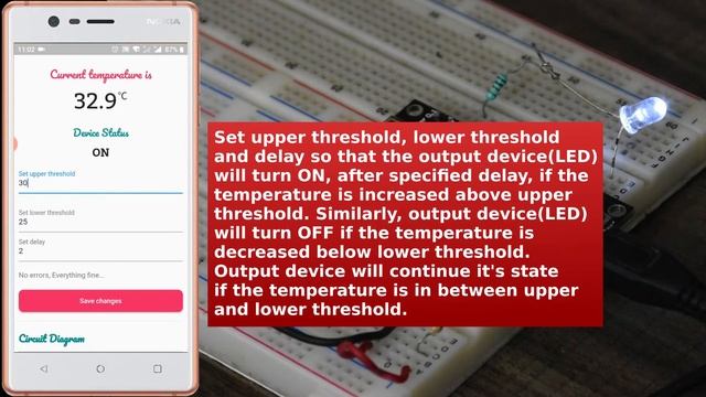 Temperature monitoring and device control through HABEROCEAN App, using NodeMCU and NTC thermistor смотреть онлайн