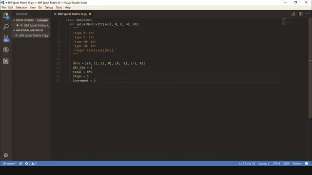 LeetCode | 885 Spiral Matrix III | Python3 | Explanation смотреть онлайн