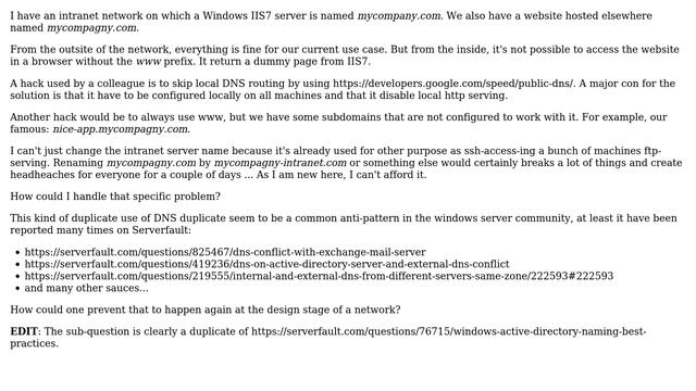 DevOps & SysAdmins: Intranet/Internet DNS name conflict on windows server смотреть онлайн