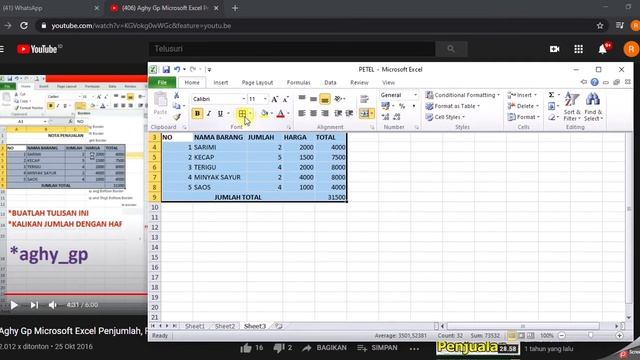 Rumus IF Microsoft Excel, Microsoft Excel penjumlah, rata rata, chart, N max & min, debet kredit смотреть онлайн
