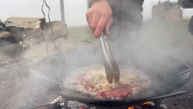 Beef Liver Steaks - Cooking in the Foggy Mountains on a Campfire! Faraway Village Life смотреть онлайн
