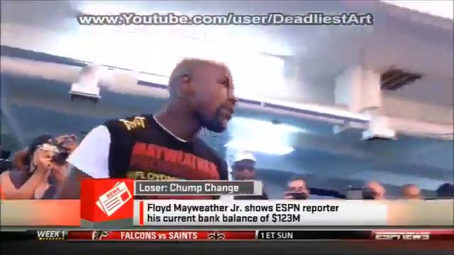 SportsNation Флойд Мэйвезер показывает Корреспондент ESPN его балансе банка, $123 Млн смотреть онлайн