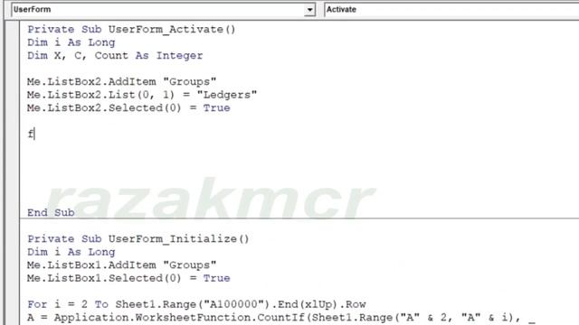 Listbox Data Count Separate Userform Excel VBA