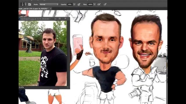 Сaricature painting process / шарж по фото смотреть онлайн