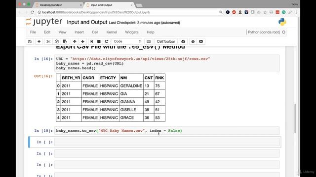 [4] Input and Output - Export DataFrame to CSV File with the to csv Method смотреть онлайн