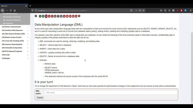 WebGoat SQL Injection (intro) answers | WebGoat server tutorials | Sinhala смотреть онлайн