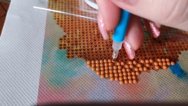 Алмазная мозаика. Обзор и процесс выкладки круглыми стразами. смотреть онлайн