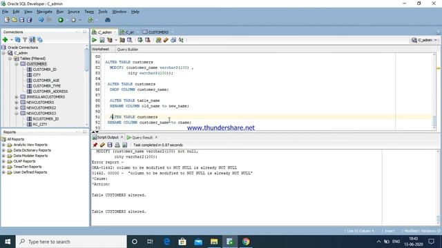 Oracle ALTER TABLE Statement-3 смотреть онлайн