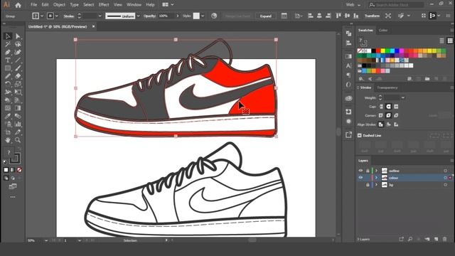 Adobe Illustrator Tutorial - Air Jordan 1 Low Gym Red Vector (HD) смотреть онлайн