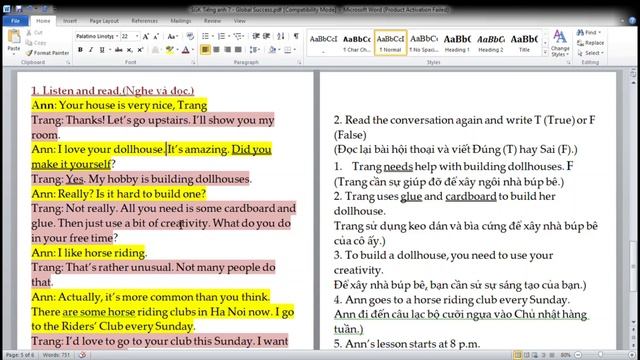 TIẾNG ANH LỚP 7 GLOBAL SUCCESS Unit 1 hobbies Getting started(1) смотреть онлайн