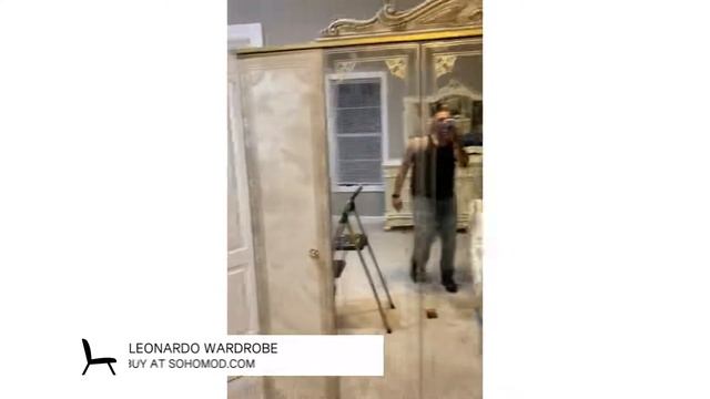 Leonardo Wardrobe W/6 Doors + 4 Mirrors (3 Coat Hangers + 3 Shelves), Beige By Camelgroup, Italy