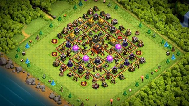 Новый ЛУЧШАЯ База для 10ТХ ГИБРИД/ТРОФЕЙ База 2022! (Топ10) TH10 Base | Town Hall 10 Base смотреть онлайн