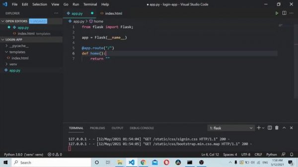 Learn Python : Create Login Page Using Python Flask & Bootstrap | Render Template | Static Files