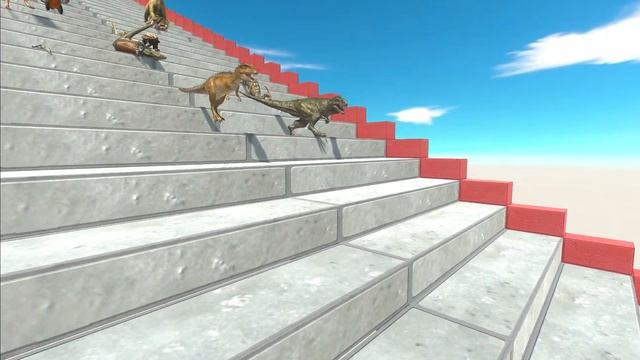 STAIR WELL SPEED RACE ALL DINOSAURS FUNNY - Animal Revolt Battle Simulator смотреть онлайн