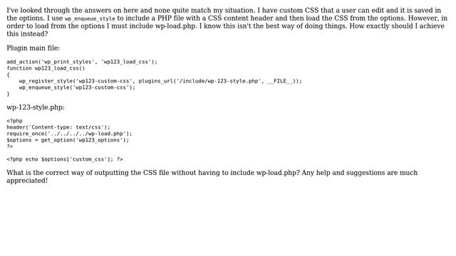 Wordpress: Include user defined styles without including wp-load смотреть онлайн