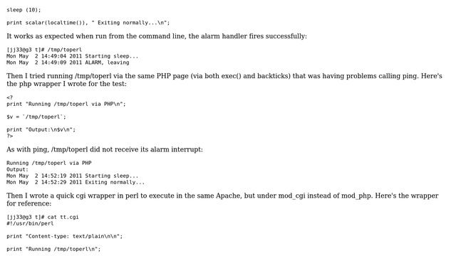 DevOps & SysAdmins: Why won't an alarm handler fire in a process run from a php process? смотреть онлайн