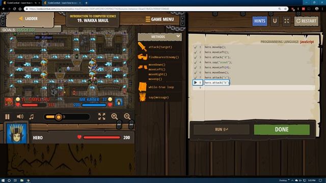 CodeCombat - Level 19 Wakka Maul JavaScript Tutorial with Solution смотреть онлайн