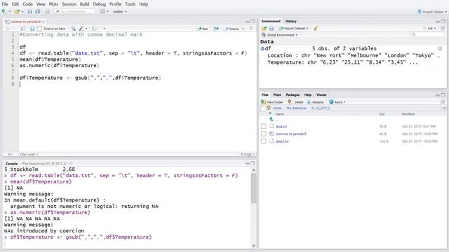 R-Tutorial - Data Manipulation: Dealing With Comma Decimal Separator смотреть онлайн