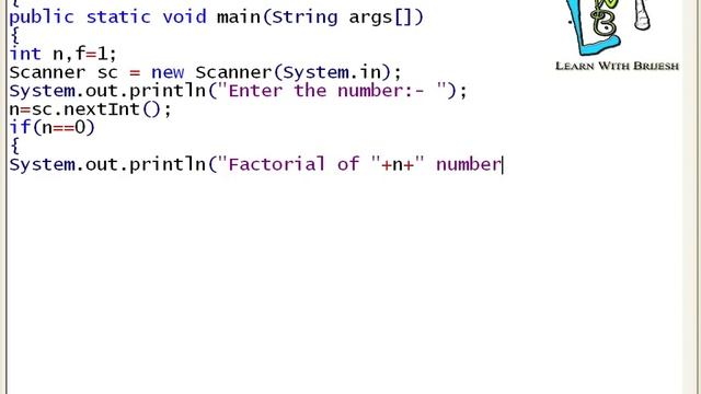 24 Program to find Factorial a given number in java смотреть онлайн