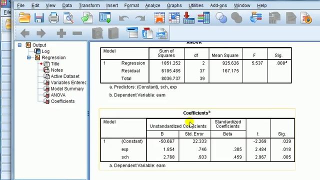 SPSS for newbies: Interpreting the basic output of a multiple linear regression model смотреть онлайн