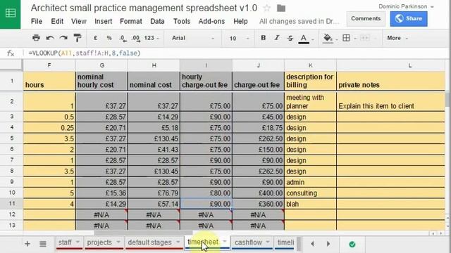 Architect small practice management spreadsheet v1.1 - tutorial смотреть онлайн