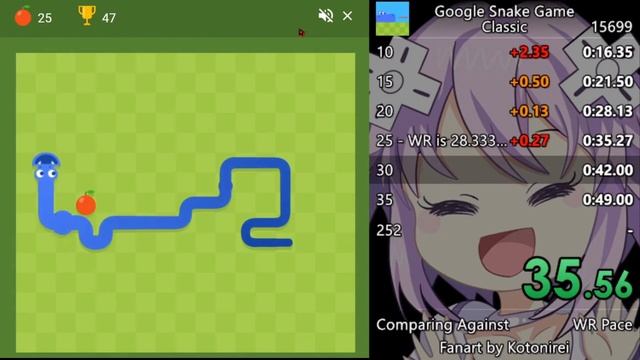 Google Snake Classic 50 Apples in 1m09s810ms [Untied World Record] смотреть онлайн